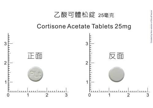 Cortisone Acetate Tablets 25mg “Pine Lawer” “柏理”乙酸可體松錠２５毫克