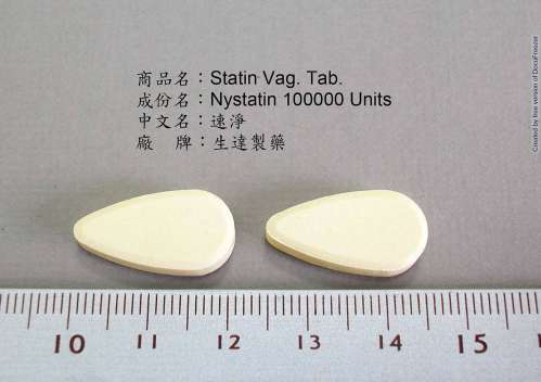 STATIN VAGINAL TABLETS 100000 UNITS "STANDARD" (NYSTATIN) "生達" 速淨陰道錠１０萬單位（耐絲菌素）