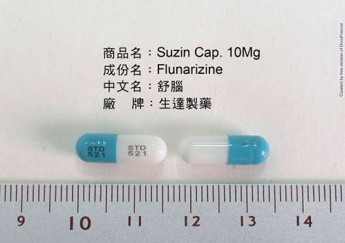 Suzin Capsules 10mg "Standard" (Flunarizine) "生達" 舒腦膠囊１０毫克（服納利林）