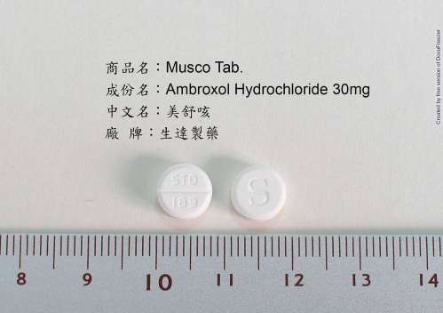 MUSCO TABLETS 3OMG "STANDARD"(AMBROXOL HYDROCHLORlDE) “生達”美舒咳錠３０毫克（鹽酸安布索）