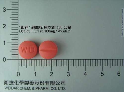 DECLOT F.C. TABLETS 100MG "WEIDAR" (TICLOPIDINE) “衛達”敵血栓膜衣錠１００毫克