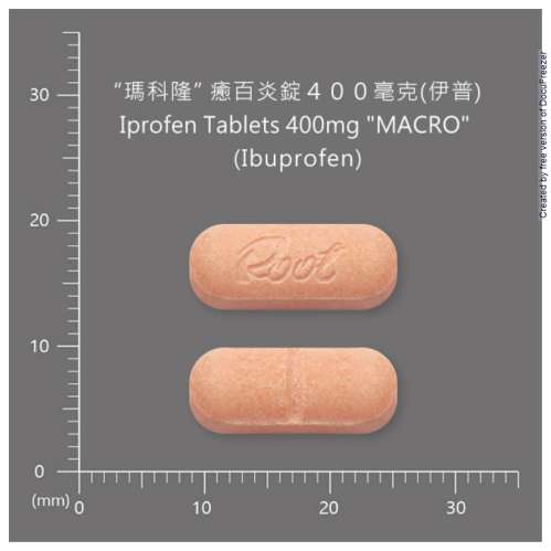 Iprofen Tablets 400mg "MACRO" (Ibuprofen) "瑪科隆" 癒百炎錠４００毫克（伊普）