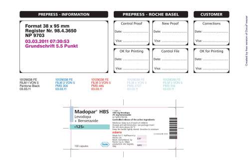 MADOPAR HBS CAPSULES 125MG "ROCHE" "羅氏"美道普持續性藥效膠囊100/25毫克